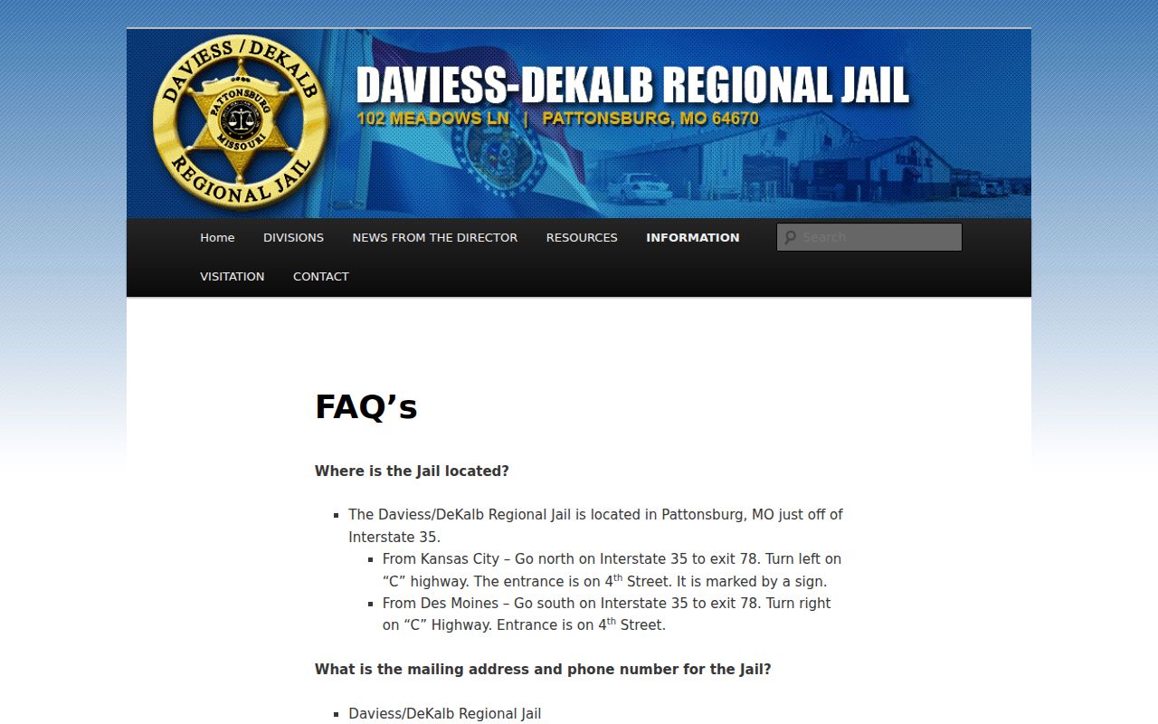 Daviess County arrest lookup regional jail FAQ and contact