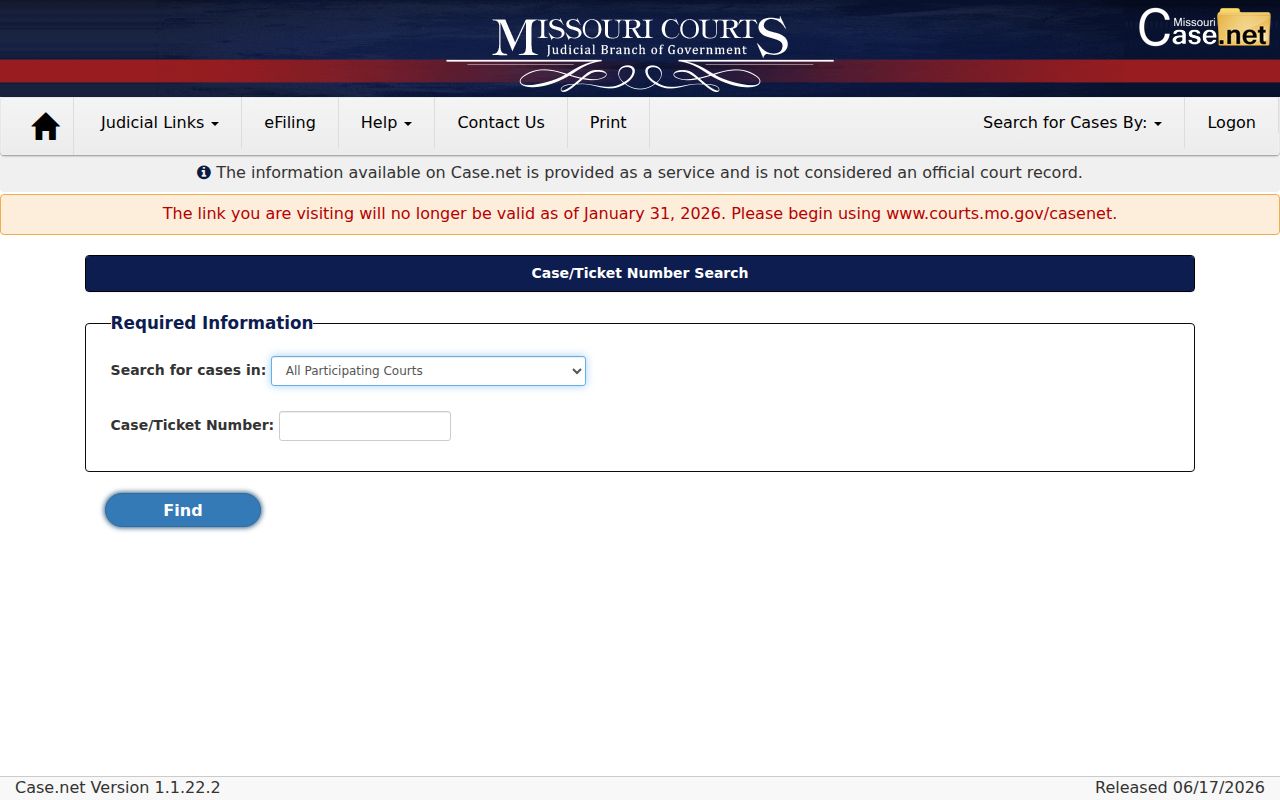 Daviess County criminal court cases Case.net number search